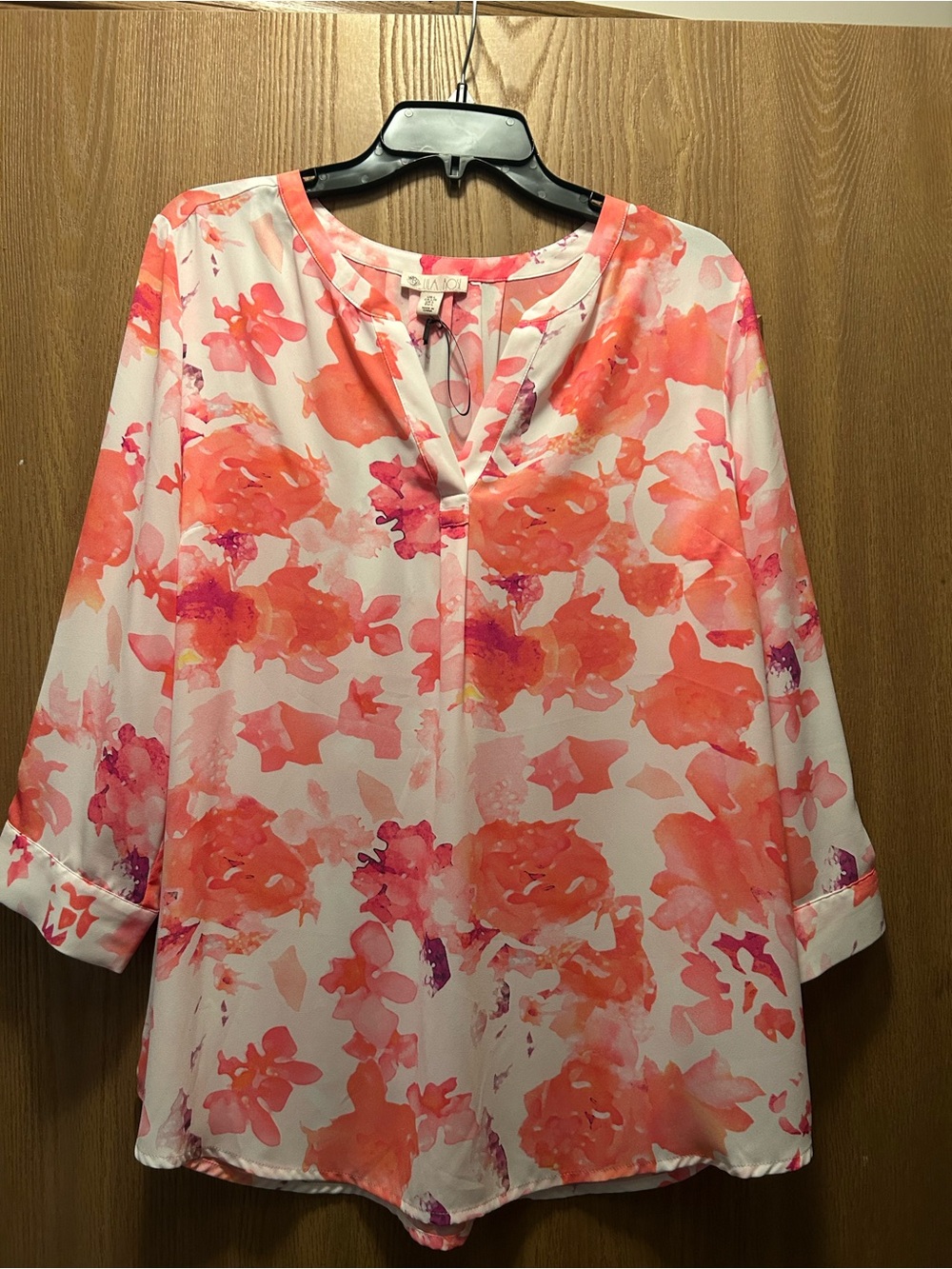 Lila Rose Coral & Pink Floral V-Neck Tunic